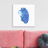 Scallop Shell, Indigo Blue en White Canvas Afdruk (Insitu (Woonkamer))