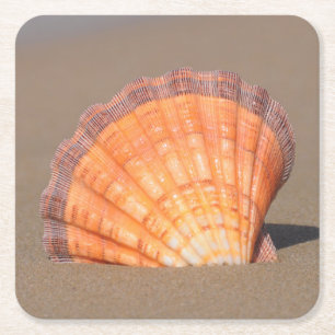 Scallop Shell  Kreta, Griekenland Vierkante Kartonnen Onderzetter