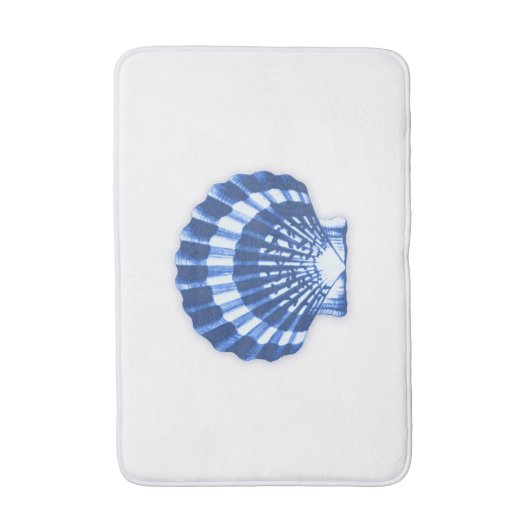 Scallop Shell - Navy Blue op een witte achtergrond Badmat (Voorkant Verticaal)