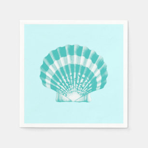 Scallop Shell - zachte aqua en wit Servetten