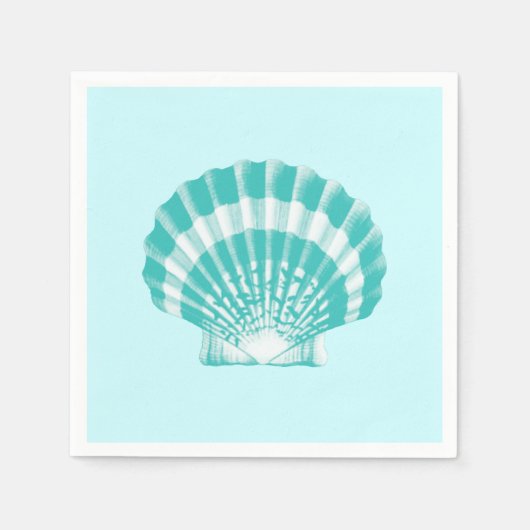 Scallop Shell - zachte aqua en wit Servetten (Voorkant)
