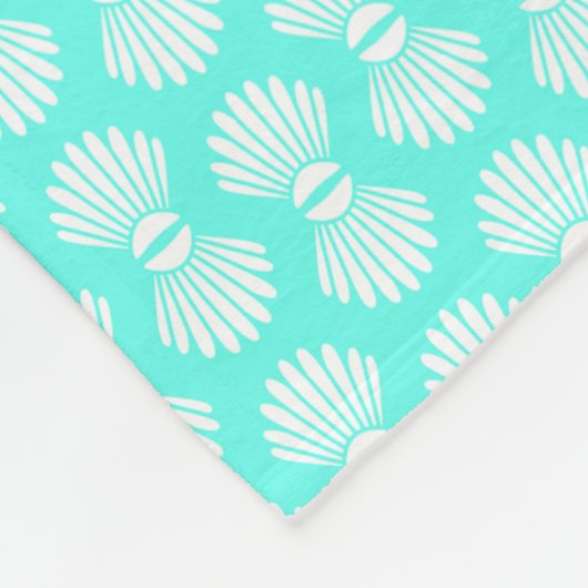Scallop Shells Pattern Aquamarine Fleece Blanket (Hoek)