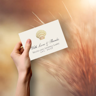 Scallop Single Seashell Weddenschap Bedankkaart