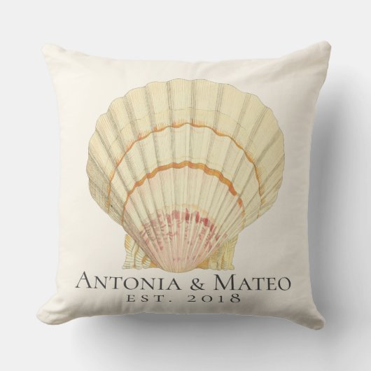 Scallop Single Seashell Weddenschap Kussen (Voorkant)