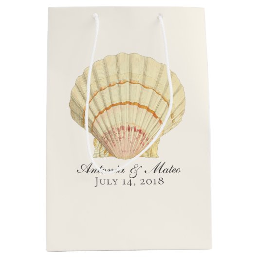  Scallop Single Seashell Weddenschap Medium Cadeauzakje (Voorkant)