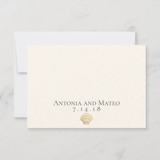 Scallop Single Seashell Weddenschap RSVP Kaartje (Achterkant)
