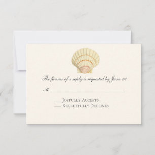 Scallop Single Seashell Weddenschap RSVP Kaartje