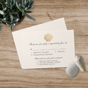  Scallop Single Seashell Weddenschap RSVP Kaartje