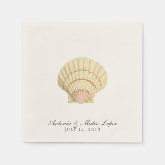  Scallop Single Seashell Weddenschap Servet (Voorkant)
