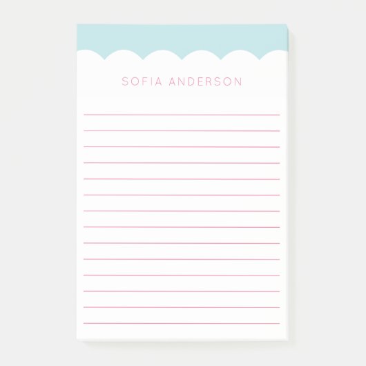 Scallop Topped Feminine Lined Personised Post-it® Notes (Voorkant)