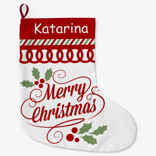 Scallop voor prettige kersttypografie grote kerstsok (Voorkant)