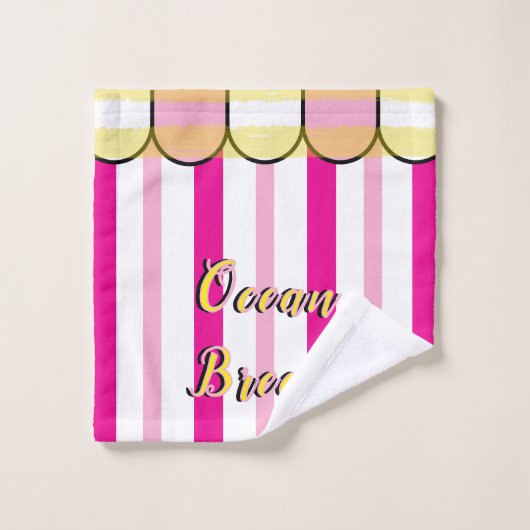 Scalloped Cabana Pink White Summer Stripes (Gant de toilette)