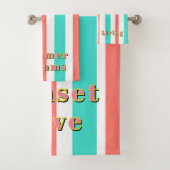 Scalloped Cabana Turquoise Coral White Stripes (En situation)