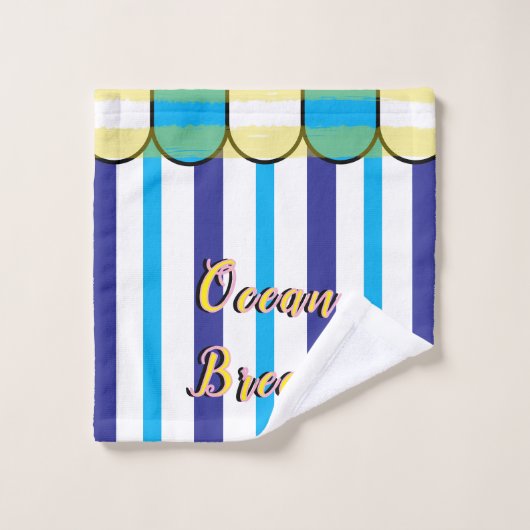 Scalloped Cabana Yellow Blue Summer Stripes (Gant de toilette)