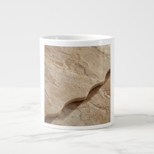 Scalloped Edge Travertine Retro Futurism Extra Grote Beker (Voorkant)