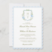 Scalloped Hydrangea Crest Wedding Invitation (Devant)