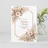 Scalloped Ivory Cherry Blossom Gilded Wedding Kaart (Staand voorkant)