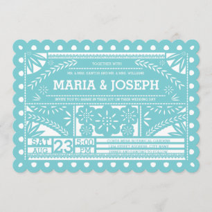 Scalloped Papel Picado Wedding Blue Kaart