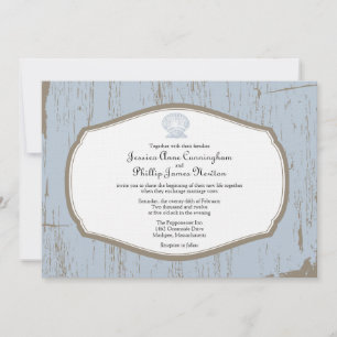 Scalloped Shell Rustic Beach Wedding Kaart