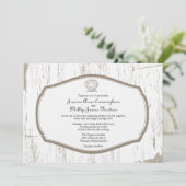 Scalloped Shell Rustic Beach Wedding Kaart (Staand voorkant)