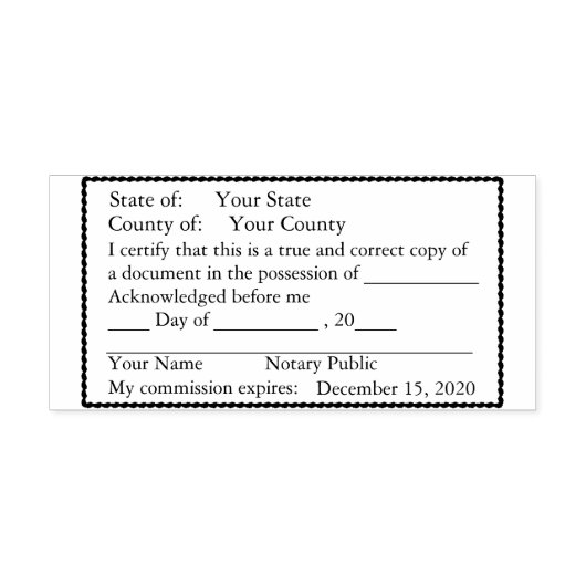 Scaloped Borded Notary Public Copy Stempel (Design)