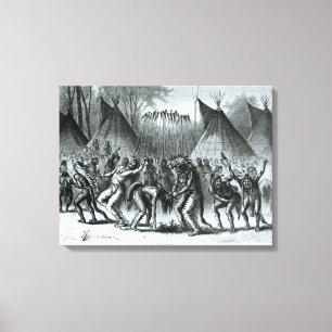 Scalp Dance van 'Schetsen van de Indiase Oorlog' Canvas Afdruk