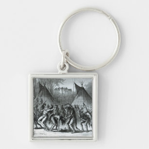 Scalp Dance van 'Schetsen van de Indiase Oorlog' Sleutelhanger