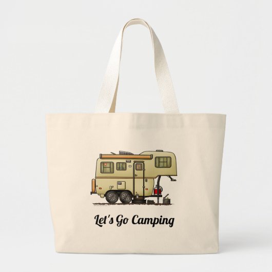 Scamp 5th Wheel Camper RV happy camper Grote Tote Bag (Voorkant)