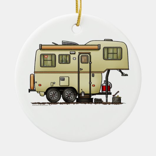 Scamp 5th Wheel Camper RV happy camper Keramisch Ornament (Voorkant)