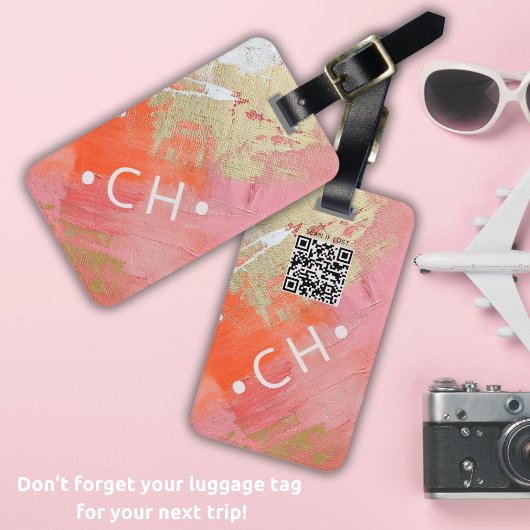 Scan als verloren aangepaste QR-code Monogram Mode Bagagelabel