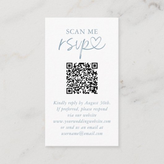 Scan me bruiloft RSVP QR Code Foto Informatiekaartje (Voorkant)