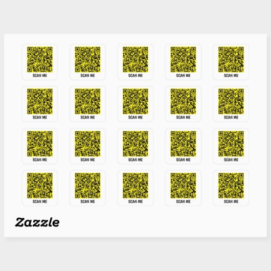 SCAN ME code QR personnalisable Sticker Carré jaun (Feuille)
