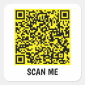 SCAN ME code QR personnalisable Sticker Carré jaun (Devant)