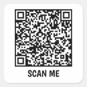 SCAN ME code QR personnalisable Sticker Carré noir (Devant)
