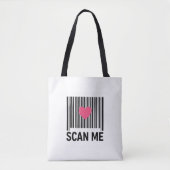 Scan Me – Creatieve Barcode met Hartontwerp Draagtas (Voorkant)