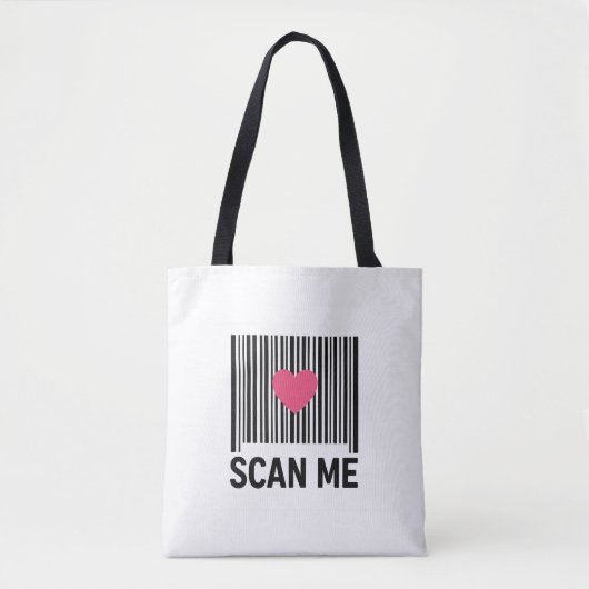 Scan Me – Creatieve Barcode met Hartontwerp Draagtas (Voorkant)