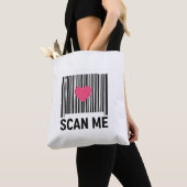 Scan Me – Creatieve Barcode met Hartontwerp Draagtas (Dichtbij)