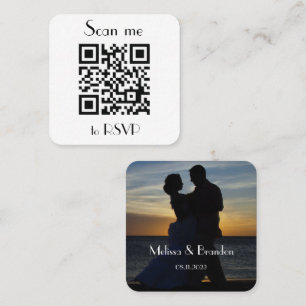 Scan me naar RSVP Wedding QR Code Response Vierkante Visitekaartje