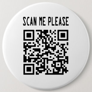 Scan me please QR-code - Glimlach, het is gratis Ronde Button 6,0 Cm
