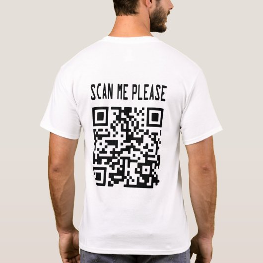 Scan me please QR-code - Glimlach, het is gratis T-shirt (Achterkant)