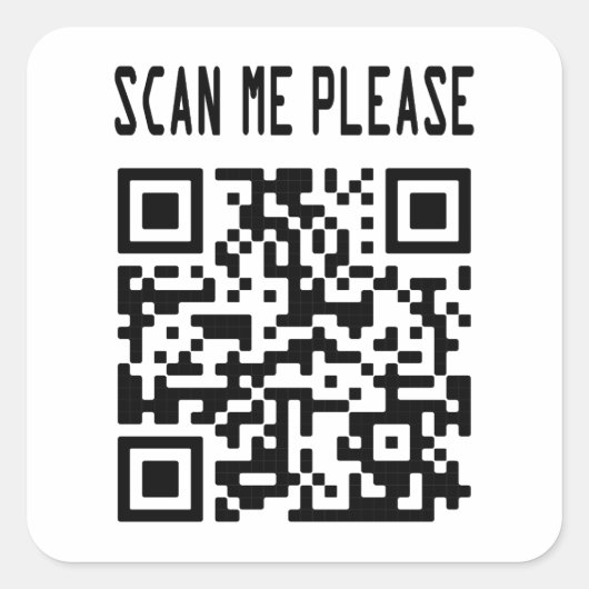 Scan me please QR-code - Glimlach, het is gratis Vierkante Sticker (Voorkant)
