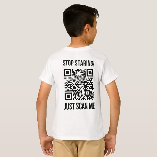 Scan me QR-code: kies elke dag vriendelijkheid T-shirt (Achterkant volledig)