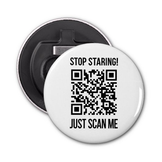 Scan me QR-code voor een Motivatie boost Button Flesopener (Voorkant)