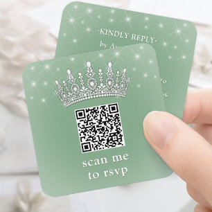 Scan Me QR RSVP Quinceañera Kroon Salie Groen Informatiekaartje