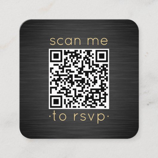 Scan Me QR RSVP Zwart & Goud Vierkant Bruiloft Informatiekaartje (Voorkant)