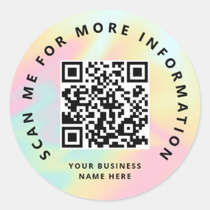 Scan me Rainbow Pastel Kleur QR-code scannable Ronde Sticker