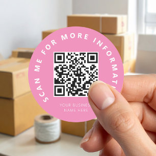 Scan me Roze QR-code schaalbaar Ronde Sticker