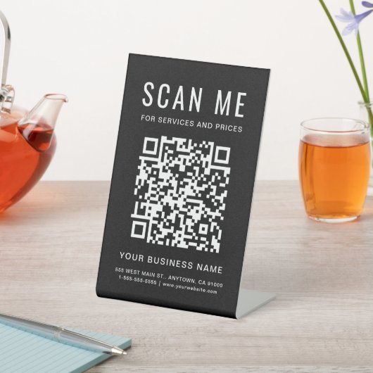 Scan Mijn QR-code Zwart Reclamebord Met Voetstuk (Insitu)