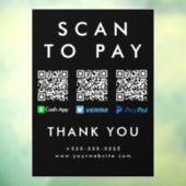Scan naar betalen Venmo Cash App Paypal Multi QR-c Raamsticker (Vel 3)