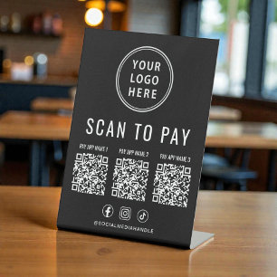 Scan om 3 QR-codes Zakelijk logo sociale media te  Reclamebord Met Voetstuk
